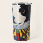 Gustav Klimt Style Puppy Dog with Colorful Scarf Travel Mug Gallery Image 1