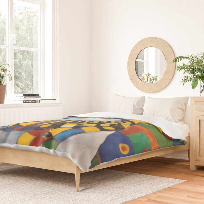 Gustav Klimt Style Puppy Dog with Colorful Scarf Duvet Cover Gallery Image 2