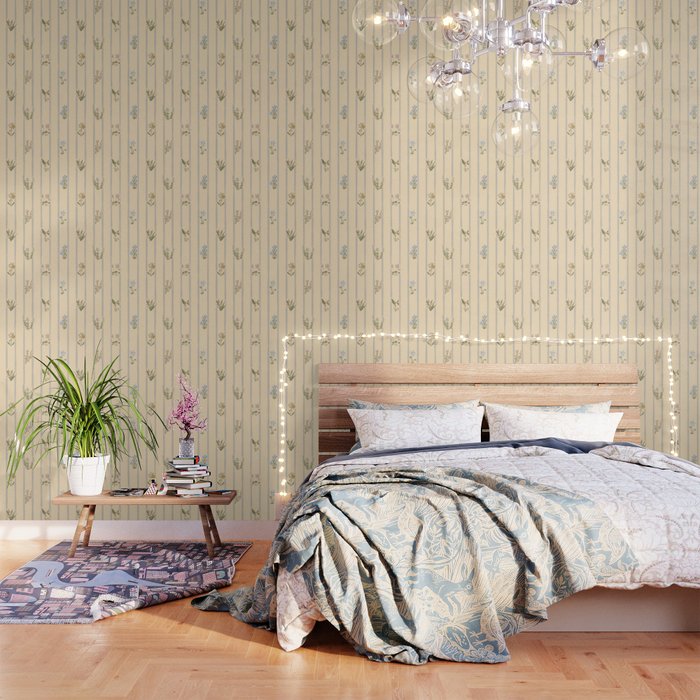 Cozy Cottage Flowers With Stripes Wallpaper Gallery Image 3