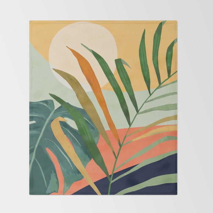 Abstract Art Tropical Leaves 118 Throw Blanket Gallery Image 2