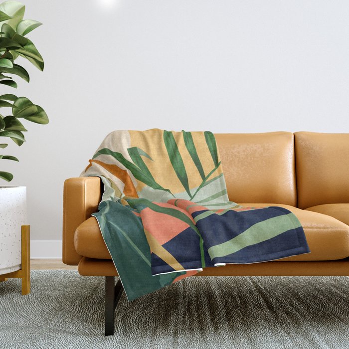 Abstract Art Tropical Leaves 118 Throw Blanket Gallery Image 1