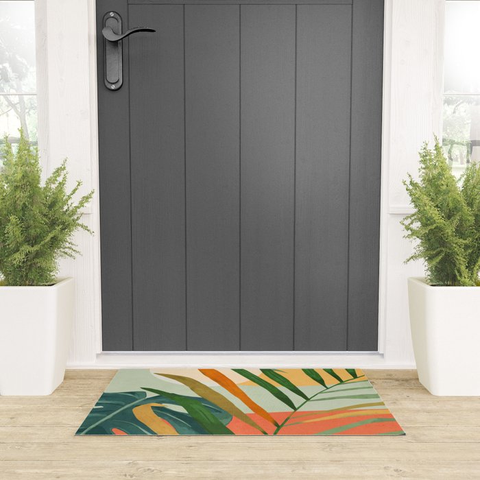 Abstract Art Tropical Leaves 118 Welcome Mat Gallery Image 3