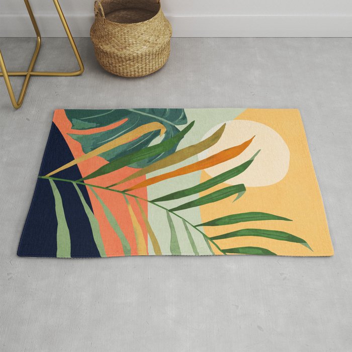 Abstract Art Tropical Leaves 118 Rug Gallery Image 1