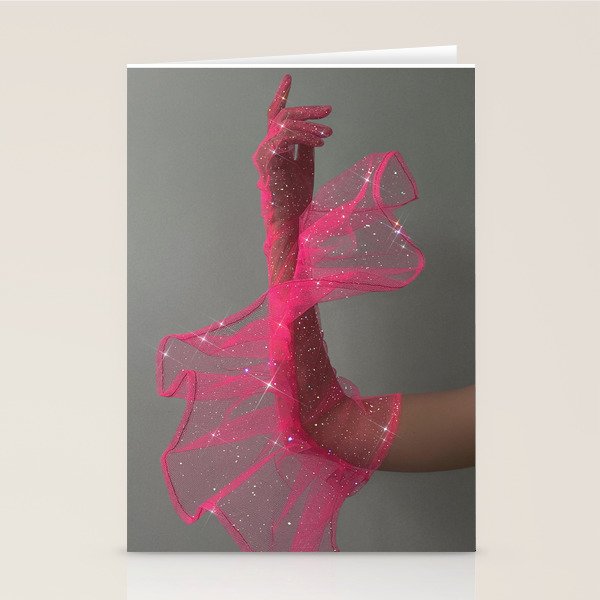 AESTHETIC PINK GLOVE | fashion | style | glamour | hand | glitter | elegant | charm | collage  Stationery Card Gallery Image 2