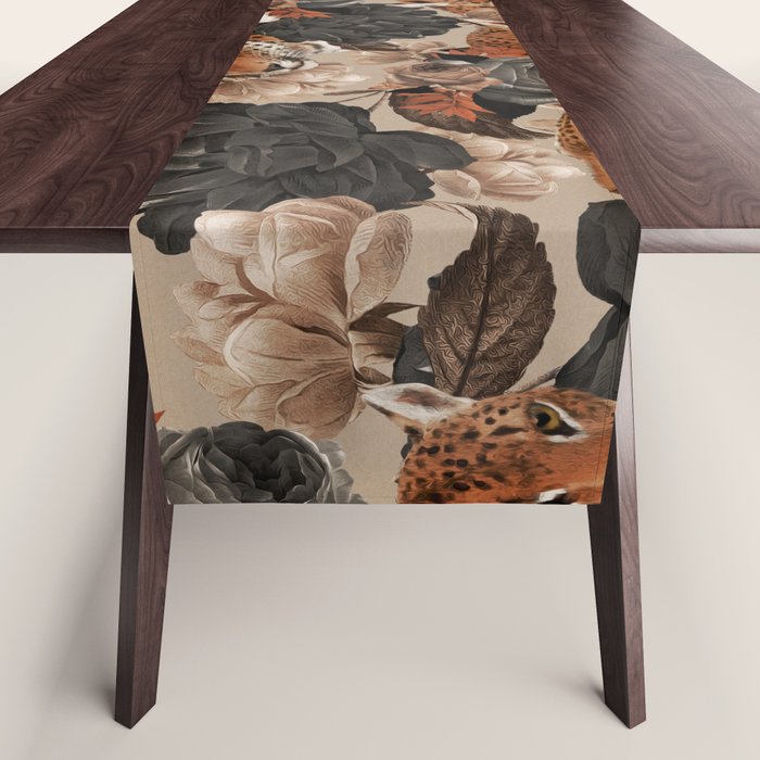 LEOPARD AND FLORAL NIGHT PATTERN Table Runner Gallery Image 1