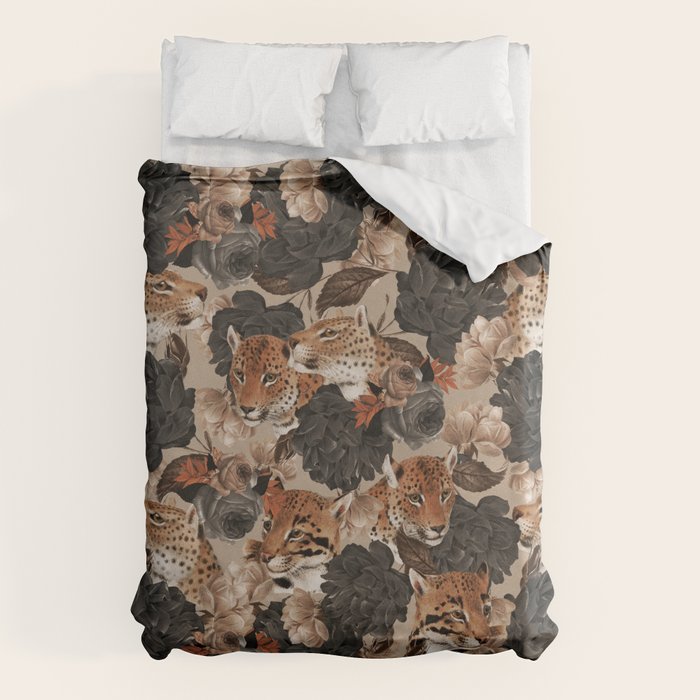 LEOPARD AND FLORAL NIGHT PATTERN Duvet Cover Gallery Image 1