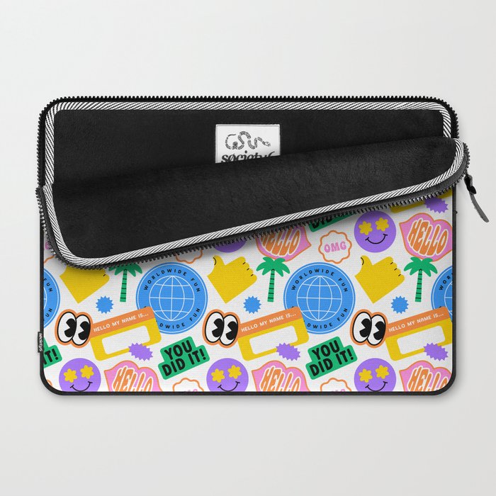 Retro cartoon sticker label pattern Laptop Sleeve Gallery Image 2