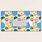 Retro cartoon sticker label pattern Desk Mat Gallery Image 1