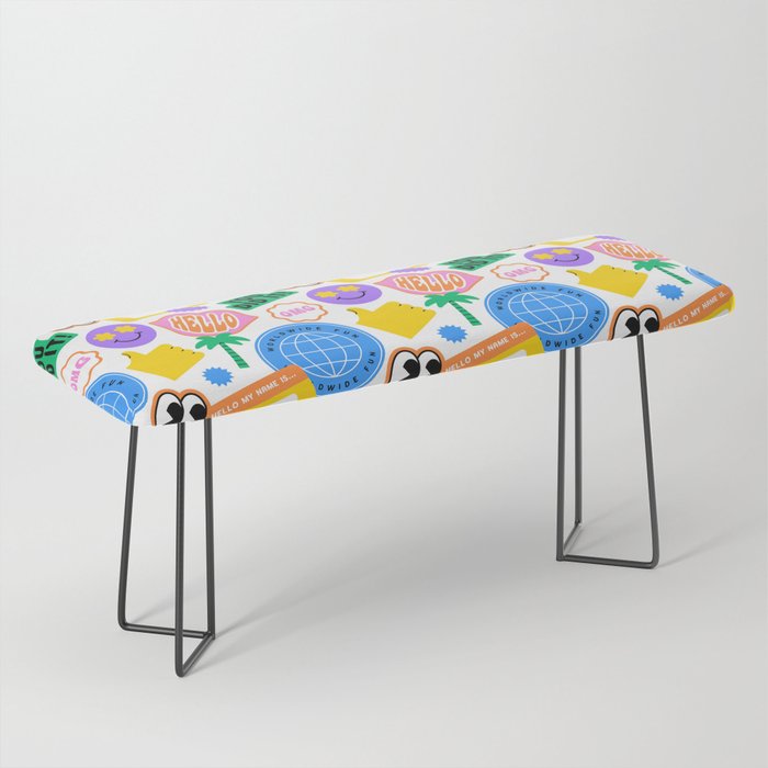 Retro cartoon sticker label pattern Bench Gallery Image 1