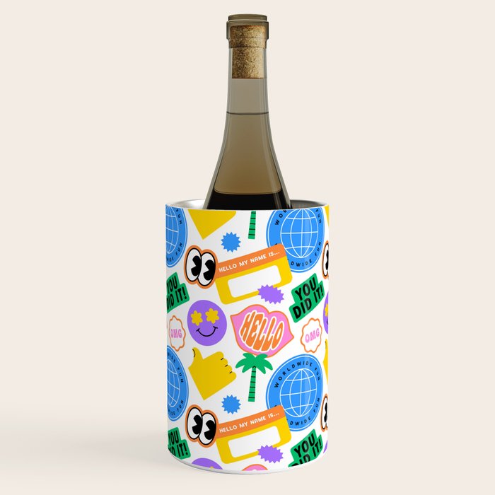 Retro cartoon sticker label pattern Wine Chiller Gallery Image 2