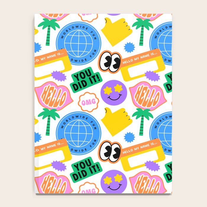 Retro cartoon sticker label pattern Notebook Gallery Image 4