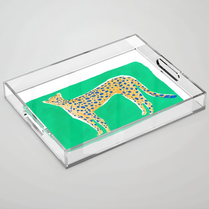 Leopard - Green Acrylic Tray Gallery Image 1