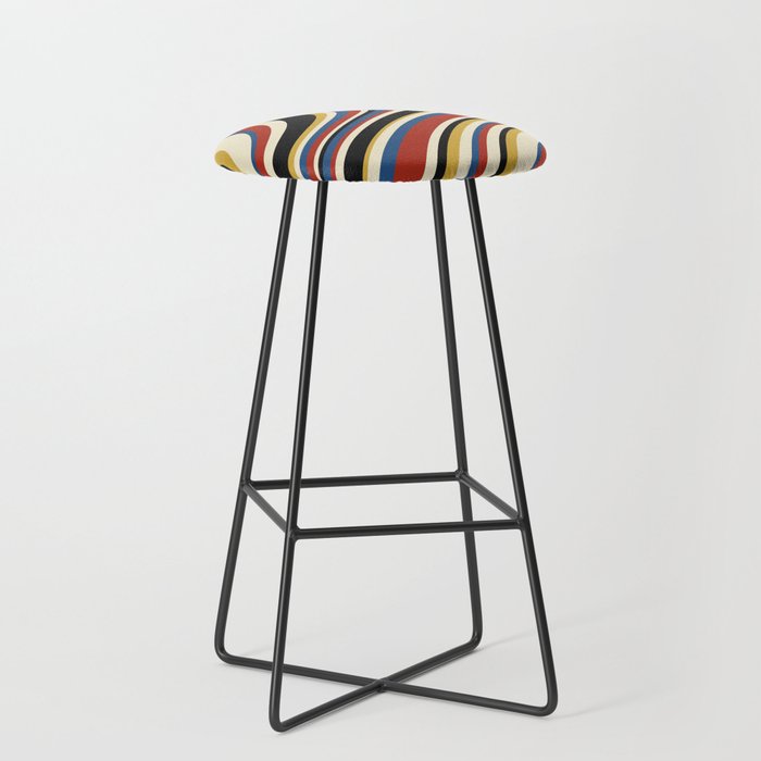 Wavy Stripes IX - Bauhaus Palette Stool Gallery Image 1