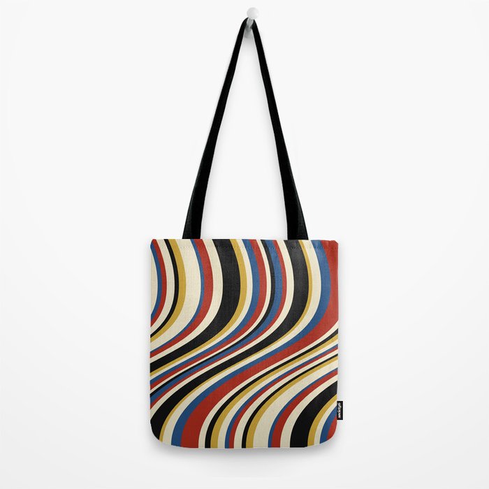 Wavy Stripes IX - Bauhaus Palette Tote Bag Gallery Image 2