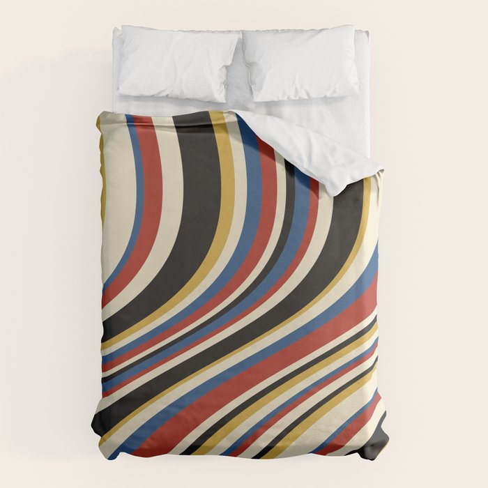 Wavy Stripes IX - Bauhaus Palette Duvet Cover Gallery Image 6