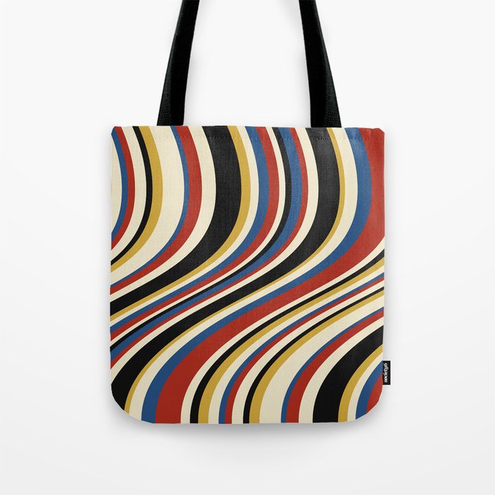 Wavy Stripes IX - Bauhaus Palette Tote Bag Gallery Image 1