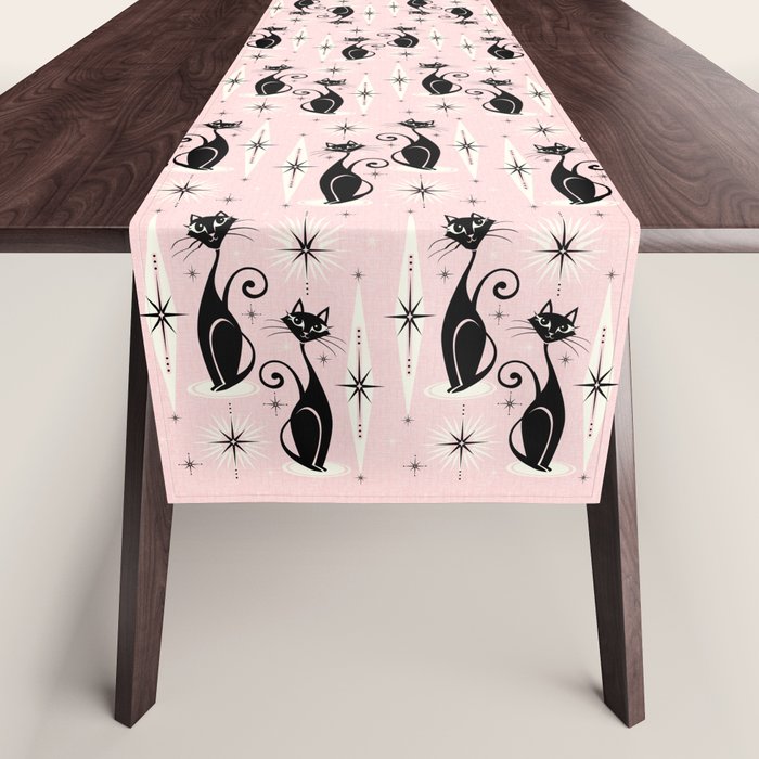 Mid Century Meow Retro Atomic Cats ©studioxtine Table Runner Gallery Image 1