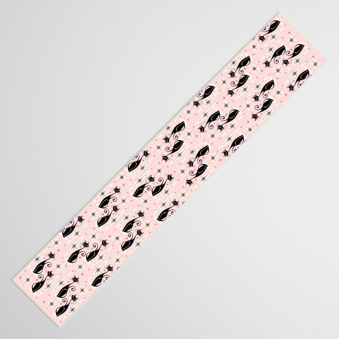 Mid Century Meow Retro Atomic Cats ©studioxtine Table Runner Gallery Image 3
