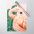 Flamingo & Cactus #society6 #decor #buyart Wrapping Paper Gallery Image 1