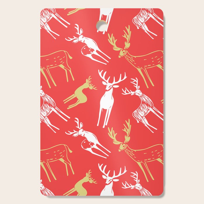 Red christmas reindeer animal pattern Cutting Board Gallery Image 1