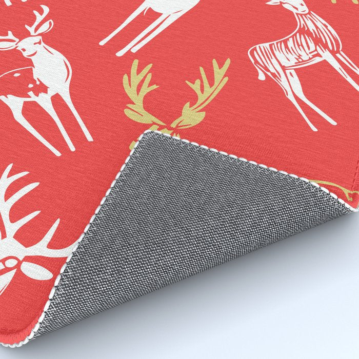 Red christmas reindeer animal pattern Rug Gallery Image 4