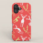 Red christmas reindeer animal pattern iPhone Case Gallery Image 1