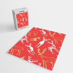 Red christmas reindeer animal pattern Jigsaw Puzzle Gallery Image 2