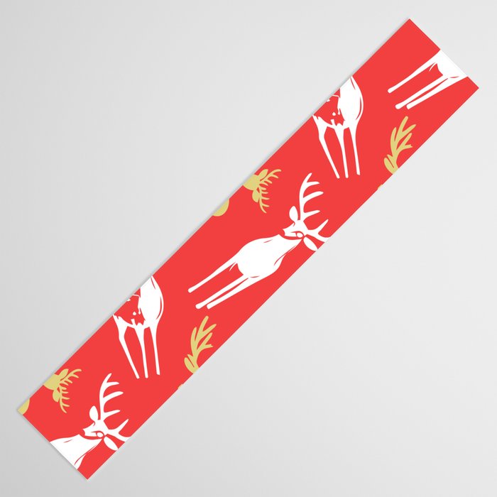Red christmas reindeer animal pattern Table Runner Gallery Image 3