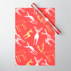 Red christmas reindeer animal pattern Wrapping Paper Gallery Image 1