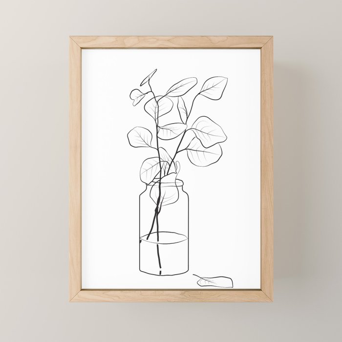 Eucalyptus Branch in a Vase Mini Art Print Gallery Image 1