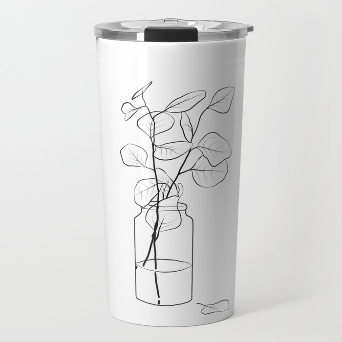 Eucalyptus Branch in a Vase Travel Mug Gallery Image 1