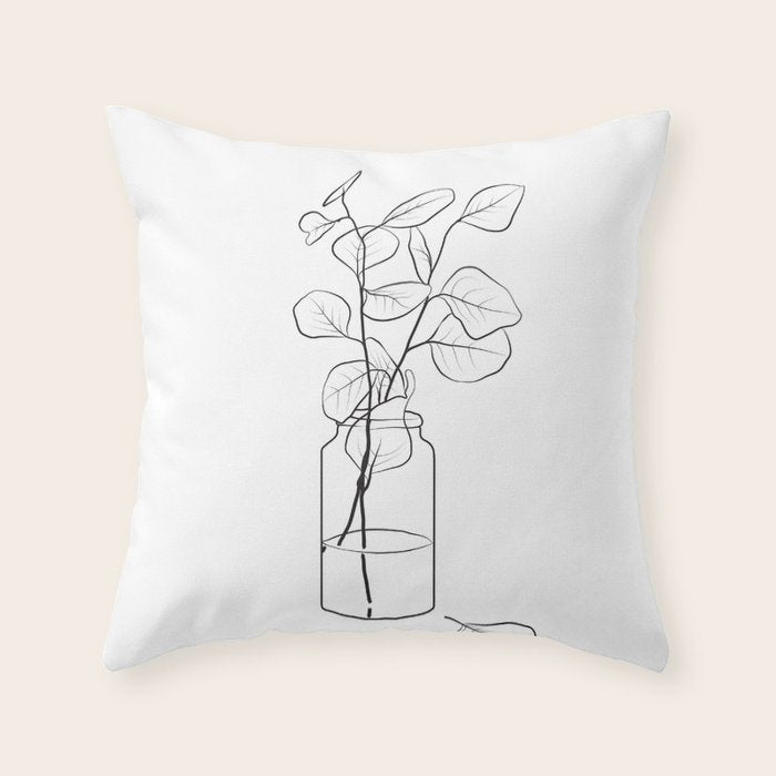 Eucalyptus Branch in a Vase Throw Pillow Gallery Image 6