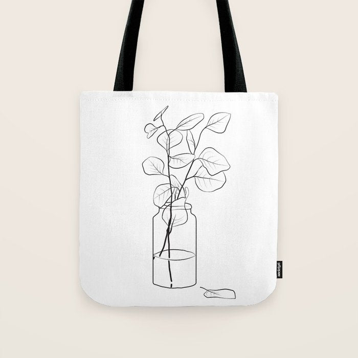 Eucalyptus Branch in a Vase Tote Bag Gallery Image 1