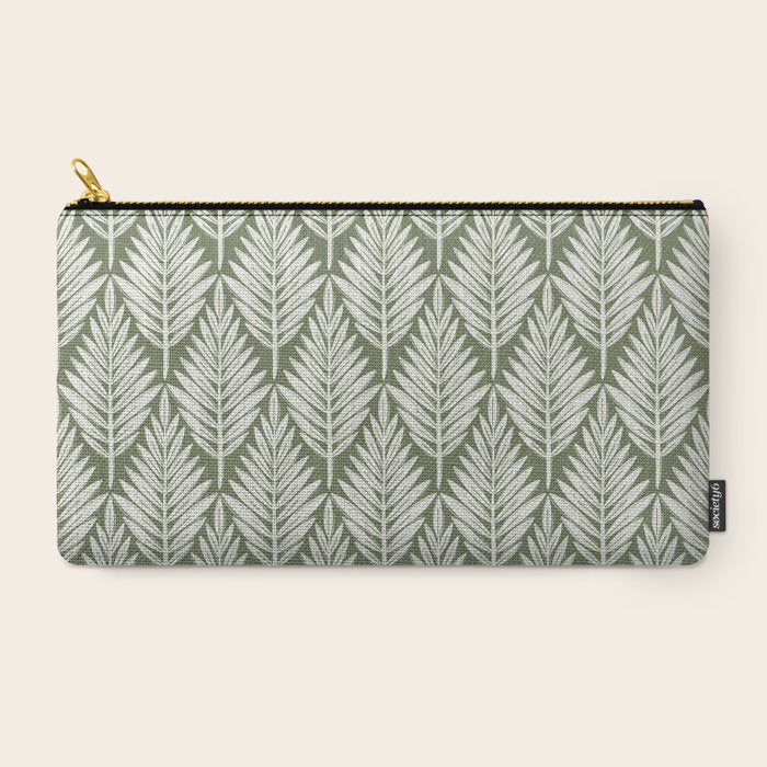 Linocut Palm Leaves - Paradise Green  Carry All Pouch Gallery Image 2