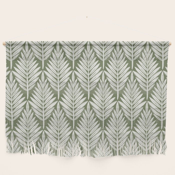 Linocut Palm Leaves - Paradise Green  Wall Hanging Gallery Image 1