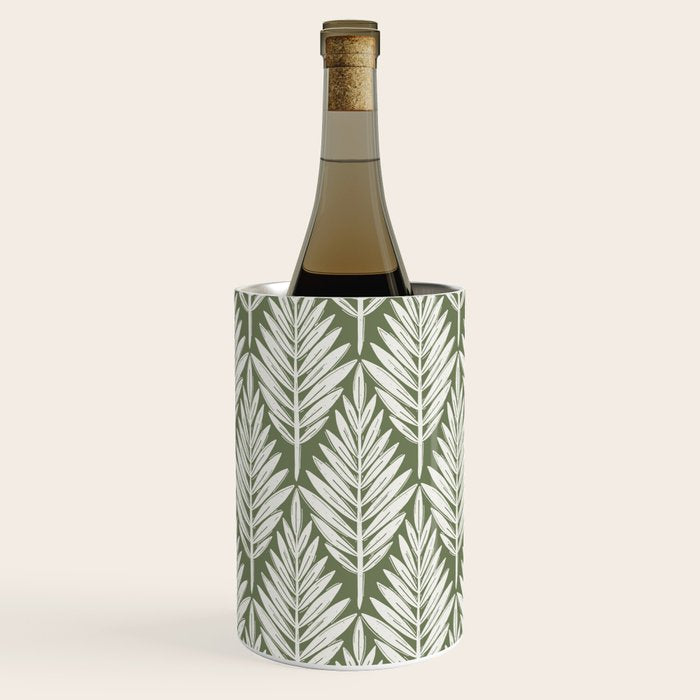 Linocut Palm Leaves - Paradise Green  Wine Chiller Gallery Image 3