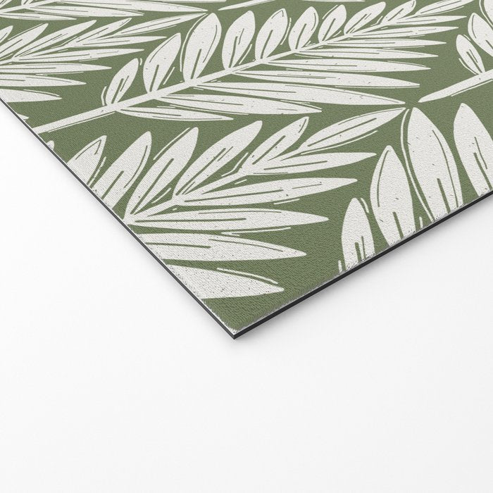 Linocut Palm Leaves - Paradise Green  Welcome Mat Gallery Image 2