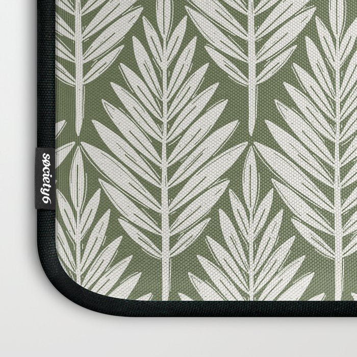Linocut Palm Leaves - Paradise Green  Laptop Sleeve Gallery Image 3