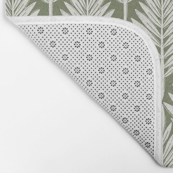 Linocut Palm Leaves - Paradise Green  Bath Mat Gallery Image 2