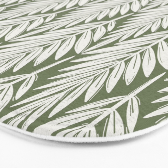Linocut Palm Leaves - Paradise Green  Bath Mat Gallery Image 3