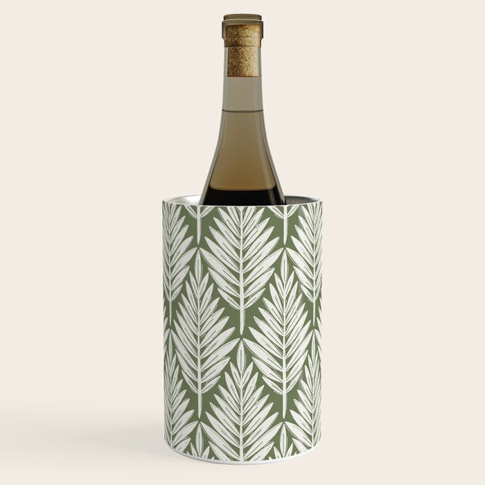 Linocut Palm Leaves - Paradise Green  Wine Chiller Gallery Image 1