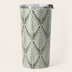 Linocut Palm Leaves - Paradise Green  Travel Mug Gallery Image 2
