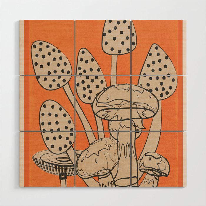 Abstract Mushrooms 2 Wood Wall Art Gallery Image 1