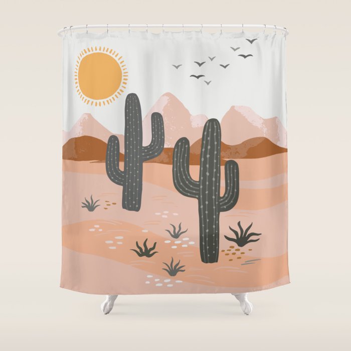 Cacti Desert Landscape Shower Curtain Gallery Image 1