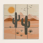 Cacti Desert Landscape Wood Wall Art Gallery Image 1