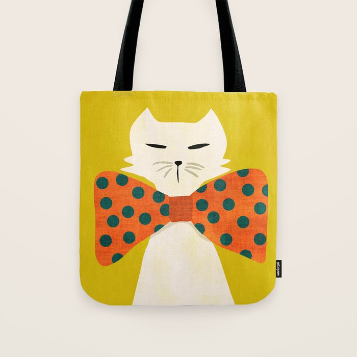 Cat with incredebly oversized humongous bowtie Tote Bag Gallery Image 1