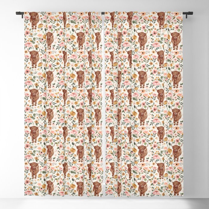 Cate & Rainn® Charlotte Floral Highland Cow Window Curtain Gallery Image 5