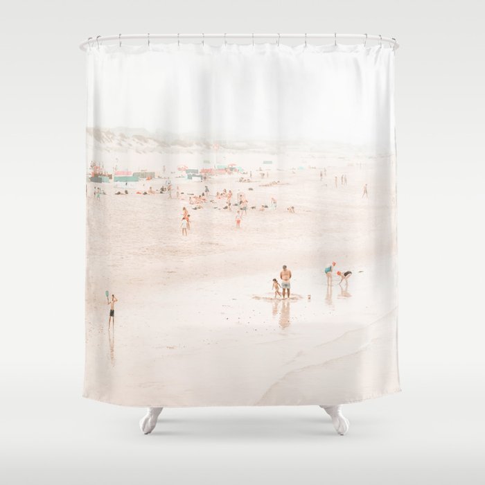 At the beach ten (part one of a diptych) - Minimal Beach - Ocean Sea photography Shower Curtain Gallery Image 1