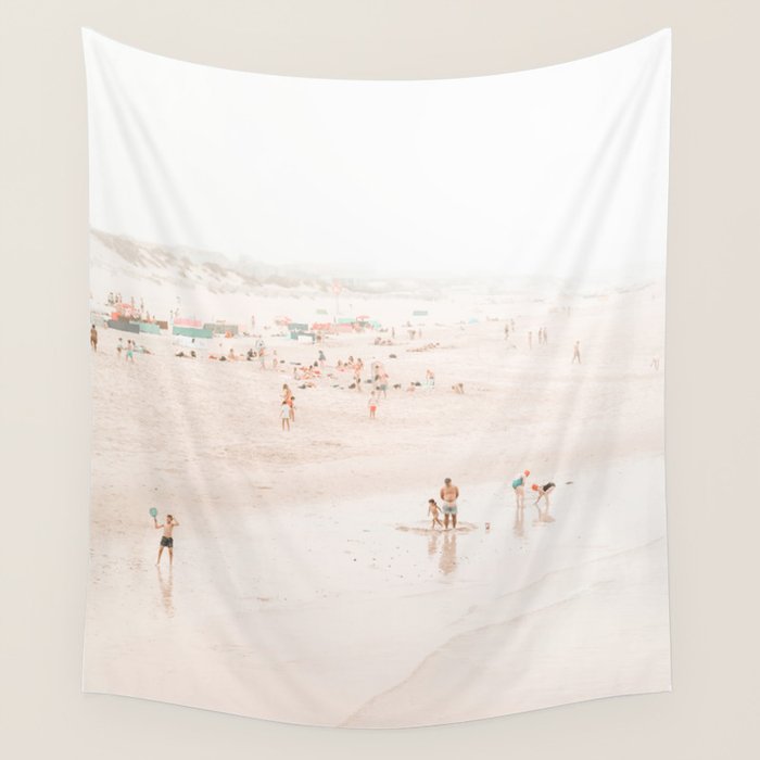 At the beach ten (part one of a diptych) - Minimal Beach - Ocean Sea photography Wall Tapestry Gallery Image 1