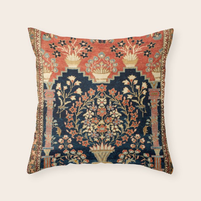 Kashan Poshti  Antique Central Persian Rug Print Throw Pillow Gallery Image 6